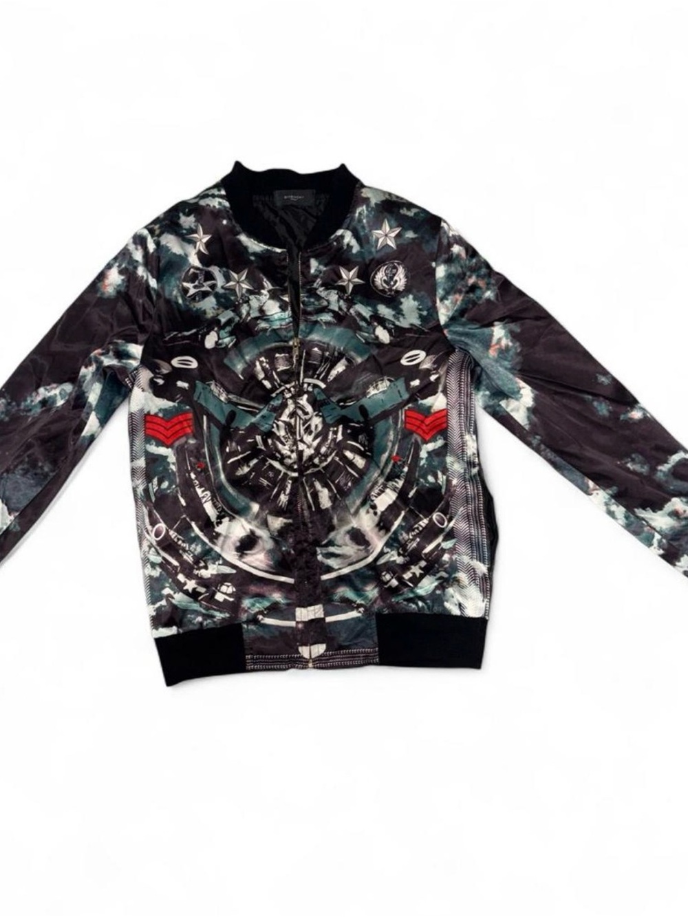 Givenchy Black & Teal Graphic Bomber Jacket
